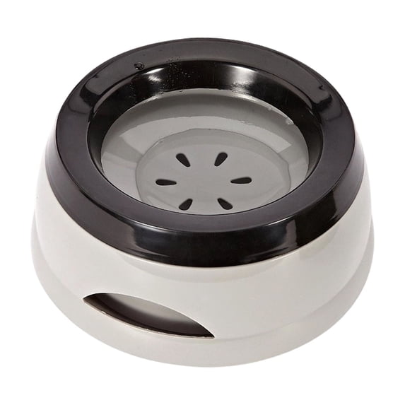 No Spill Pet Water Bowl for Travel Car, Slow Drinking Floating Disk Design Non Slip, Portable Hydration for Dogs Cats,7.4Inch,Light Gray