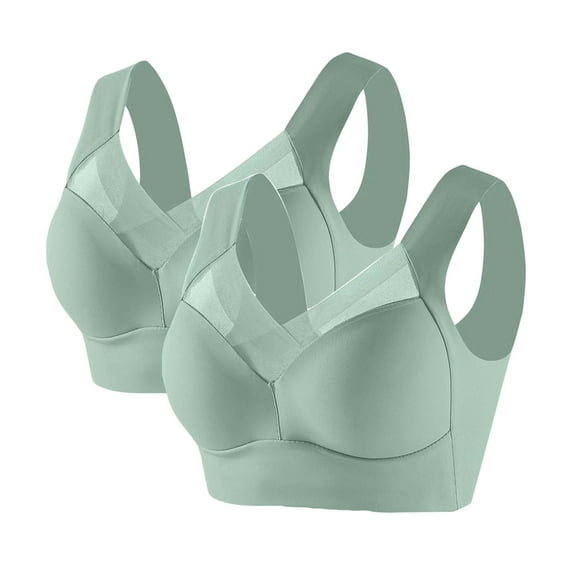 No Steel Ring Lactation Bra Women's Comfortable Everyday Adjustable Back Sports Bra Thin Seamless Underwear for Running Yoga #Green,XXXXL
