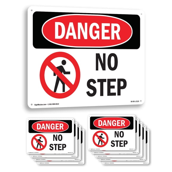 No Step OSHA Danger Aluminum Sign 18 Inch x 12 Inch - 10 Pack