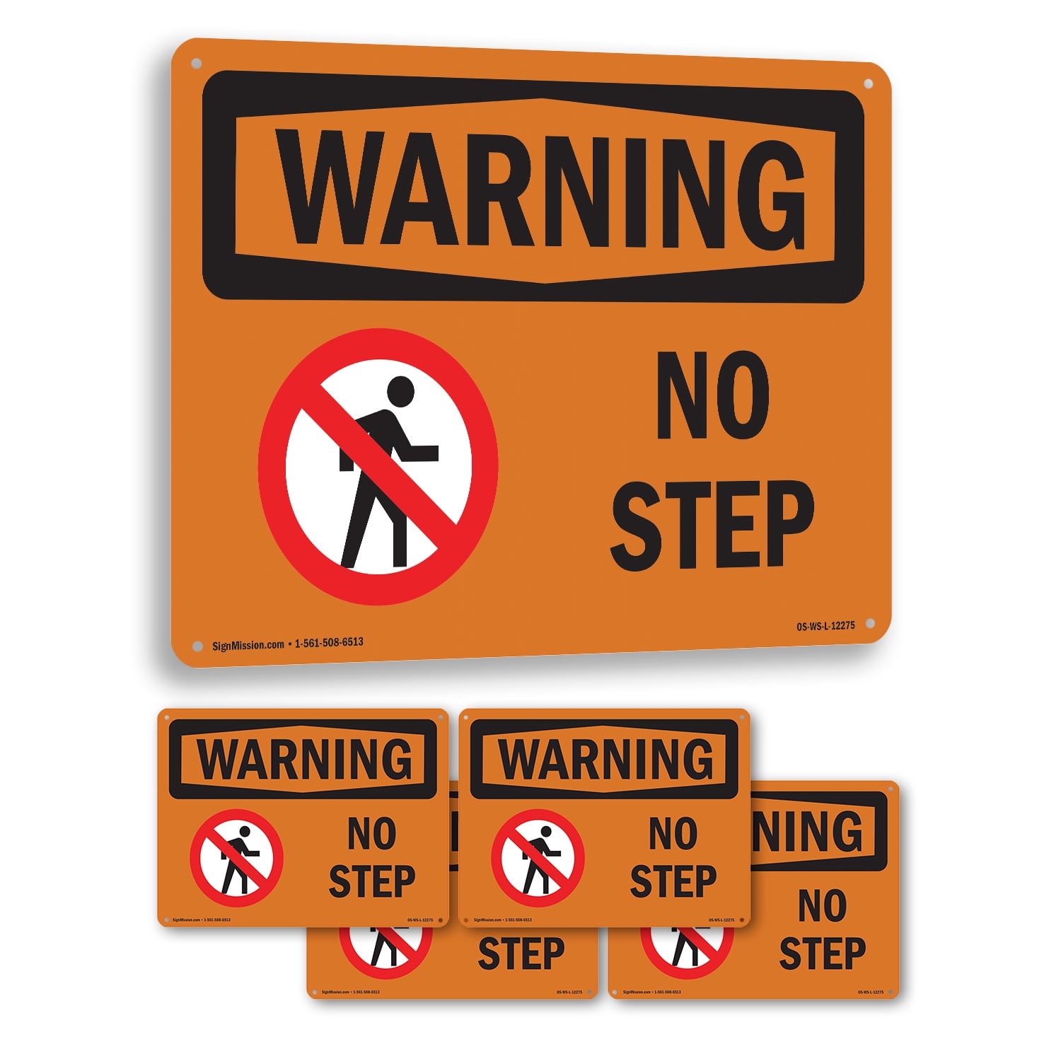 No Step With Symbol OSHA WARNING Aluminum Sign 18 Inch x 12 Inch - 5 ...