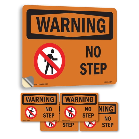 No Step With Symbol OSHA WARNING Vinyl Decal Label 18 Inch x 12 Inch ...