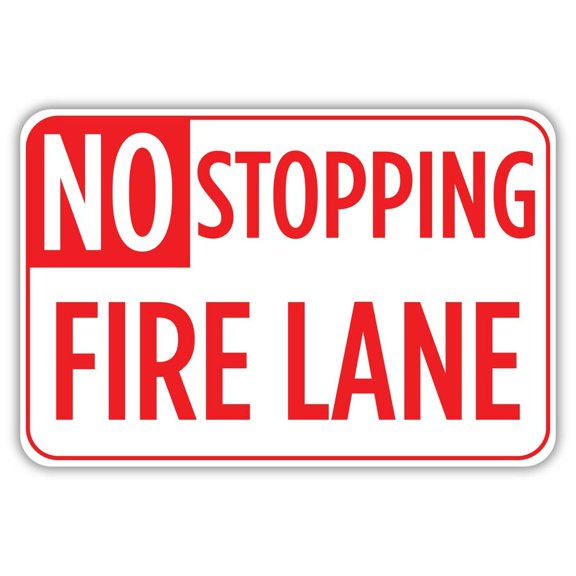 No Stopping Fire Lane Metal Sign Size: 8 x 12 Inch