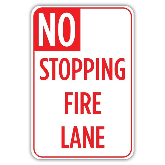 No Stopping Fire Lane Metal Sign Size: 8 x 12 Inch