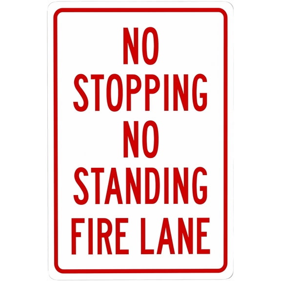 No Stopping No Standing Fire Lane - 8"x12" Metal Security Tin Warning Sign, Fire Zone Decor for Street Business Home Wall Outdoor