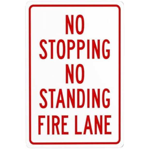 No Stopping No Standing Fire Lane Metal Warning Signs, Cautions Security Tin Sign, Safety Posted Signs for Street Business Wall Decor 8 x 12 Inch