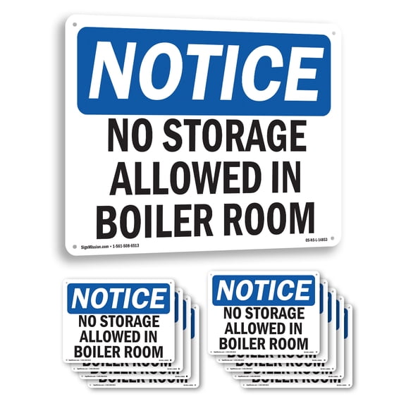 No Storage Allowed In Boiler Room OSHA Notice Aluminum Sign 10 Inch x 7 Inch - 10 Pack