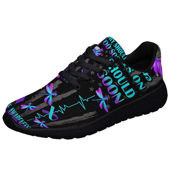 No Story Should End Too Soon Suicide Awareness Shoes Sneakers for Women Men Black Size 6