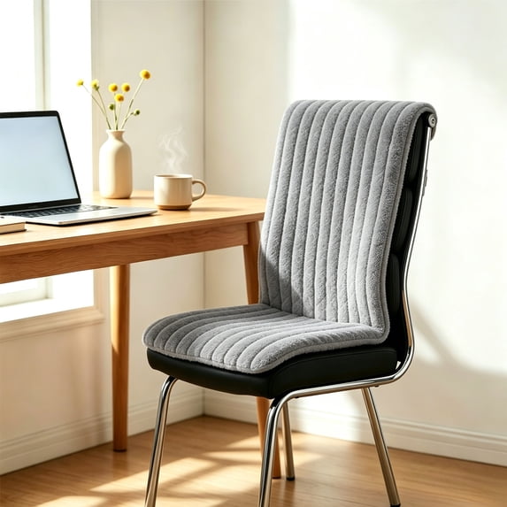 No Strap Drapable Plush Chair Cover Long Pile Polyester Washable Warm Seat Back Pad For Indoor Work Space Desk Chairs