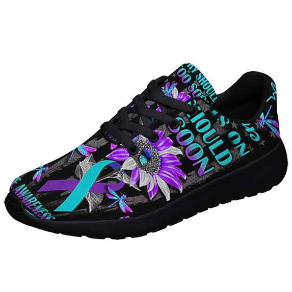 No Stry Should End Too Soon Suicide Awareness Shoes Sneakers for Women Men Black Size 7.5
