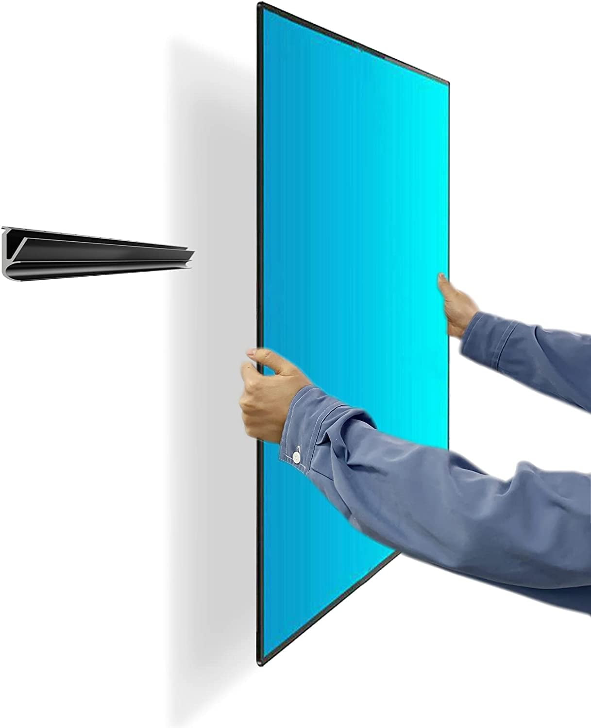 No Stud Black Steel Drywall TV Wall Mount for 12-55 inch TVs