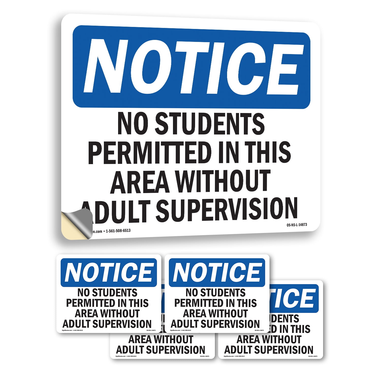 No Students Permitted In This Area Without OSHA Notice Vinyl Decal ...