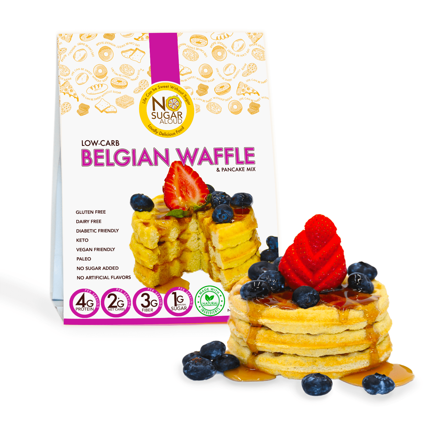 No Sugar Aloud - Low Carb Belgian Waffle Mix (Keto, Vegan, Gluten Free