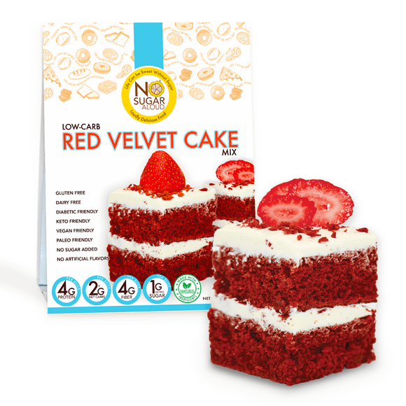 No Sugar Aloud - Low Carb Red Velvet Cake Baking Mix (Keto, Vegan, Gluten Free, No Added Sugar, High Protein, High Fiber, Diabetic Friendly)