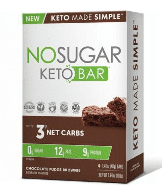 No Sugar Keto Chocolate Fudge Brownie Bars, Gluten-Free, Vegan, 4 Count 5.64oz