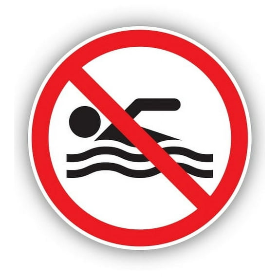 No Swimming - 3" Vinyl Sticker - For Car Laptop I-Pad Phone Helmet Hard Hat - Waterproof Decal