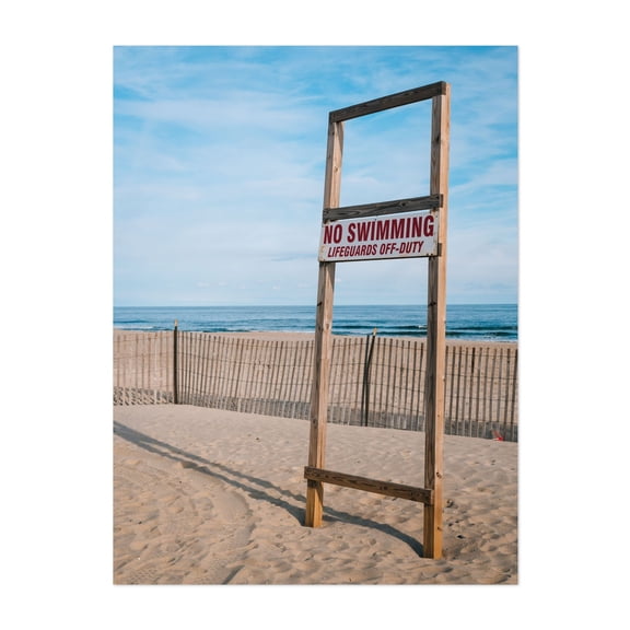 No Swimming, Asbury Park - Asbury Park New Jersey Photography Beach Coastal Ocean Minimalist Seaside Landscape Unframed Wall Art Print 36 x 48 inches