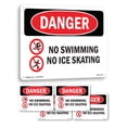 thumbnail image 1 of No Swimming No Ice Skating OSHA Danger Aluminum Sign 18 Inch x 12 Inch - 5 Pack, 1 of 8