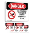 thumbnail image 1 of No Swimming Pool Closed Chemicals In Use OSHA Danger Aluminum Sign 24 Inch x 18 Inch - 5 Pack, 1 of 8