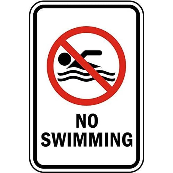 No Swimming Sign Metal Sign 8x12 Inch \u2013 Safety for Home, Office, or Workplace