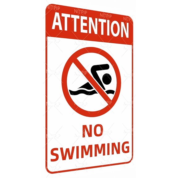 No Swimming Swim At Own Risk - 8"x12" Pool Warning Safety Plaque, Swimming Pool Beach Water Park Outdoor Decor Sign