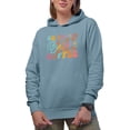 thumbnail image 1 of No Talkie Before Coffee, Office Humor Quote, Groovy Retro Wavy Text Merch Gift, Light Blue Hooded Sweatshirt or Hoodie, XL, 1 of 5