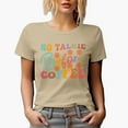thumbnail image 1 of No Talkie Before Coffee, Office Humor Quote, Groovy Retro Wavy Text Merch Gift, Tan T-Shirt, Large, 1 of 5