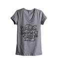 thumbnail image 1 of No Talkie Before Coffee Women's Fashion Relaxed V-Neck T-Shirt Tee Heather Grey Large, 1 of 5