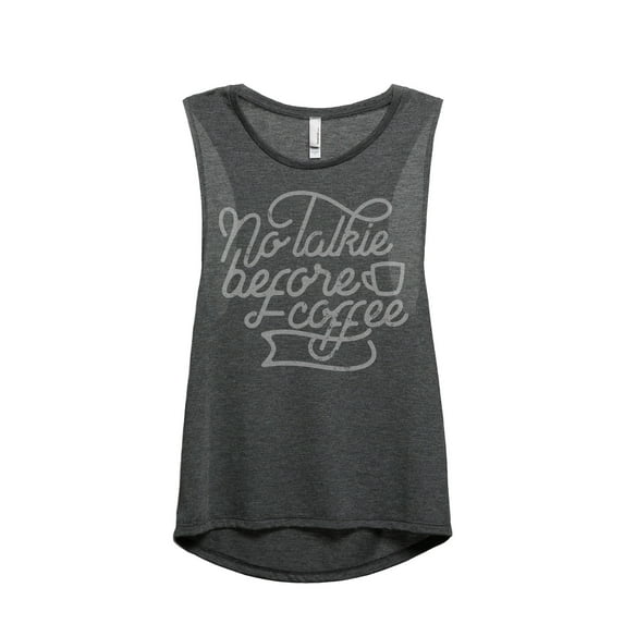 No Talkie Before Coffee Women's Fashion Sleeveless Muscle Tank Top Tee Charcoal Grey Small