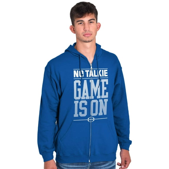 No Talkie Game is On Football Men's Big & Tall Graphic Zip Up Hoodie Brisco Brands 5X