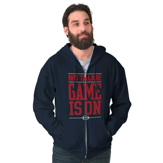 No Talkie Game is On Football Men's Big & Tall Graphic Zip Up Hoodie Brisco Brands 5X