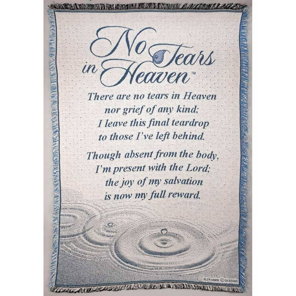No Tears in Heaven Memorial 46 x 68 All Cotton Tapestry Throw Blanket