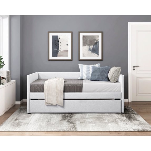 No Thick Mattress Needed - Gray Fabric Daybed with Trundle