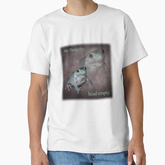 No Thoughts Head Empty Frog Retro Word Art Meme Funny Amphibian Sketch T-Shirt