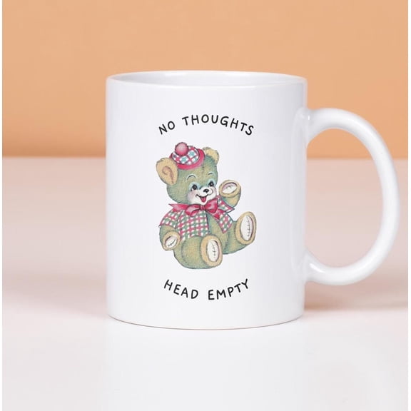 No Thoughts Head Empty Mug, Teddy Bear Mug, Retro Animal Mug, Toy Cup, Vintage Teddy Bear Mug, Ceramic Mug 11oz