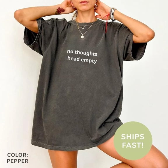 No Thoughts Head Empty Relatable Tee - Mental Fog Shirt for Exhausted Overthinkers and Zoned-Out Daydreamers, F5066 All Size S-5Xl