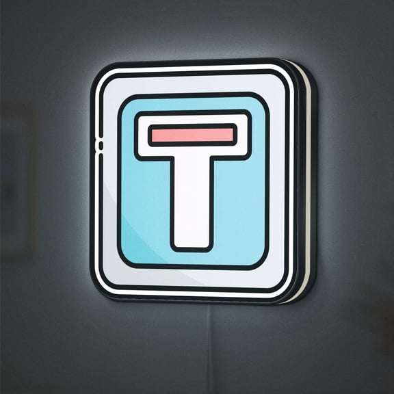 No Through Road 3D Novelty Light Box, Traffic Sign Decor for Hallways or Kids Rooms (Width 8 inch, 20cm)