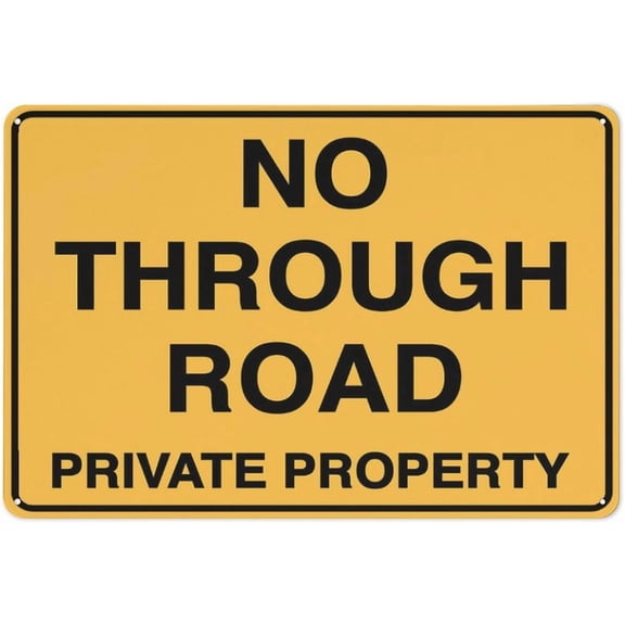 No Through Road Private Property Yellow Sign Metal Signs 12X8 Inch Rust Free Aluminum,Weatherproof Outdoor For Home