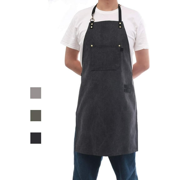 No-Tie Canvas Apron Heavy-Duty 16OZ Work Apron With Front Pocket Extra Long Straps Adjustable M–XXL