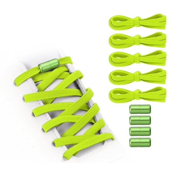 No Tie Shoelaces Tieless Elastic Shoe Laces with 4 Metal Locks Buckles Fit for Adults Sneakers Canvas Shoes Light Green