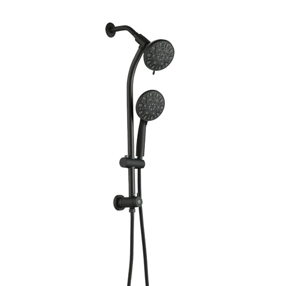 No-Tool Installation 5 Inch Rain Shower & 7-Spray Handheld Combo with 26" Adjustable Slide Bar, Dual Flow 1.8GPM WaterSense