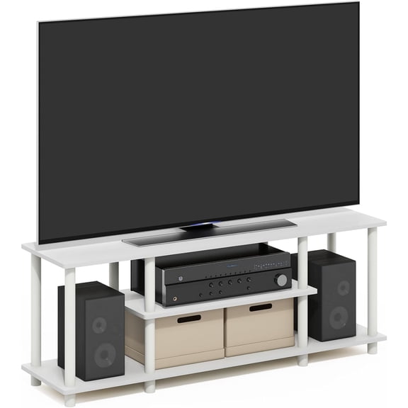 No Tools 3D -Tier Entertainment TV Stand up to TV, Round Tubes.