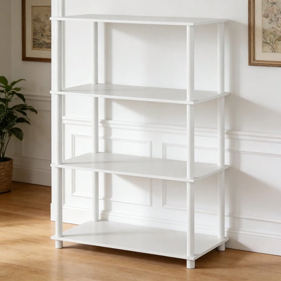 No Tools 4-Shelf Bookcase, Freestanding Open Storage Bookcase, Easy Assembly Display Shelving Unit For Living Room, Home Office, Bedroom