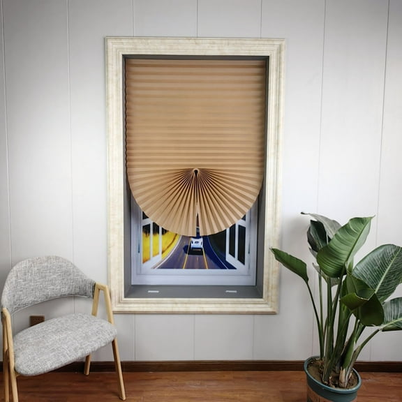 No Tools Cordless Pleated Window Shade Easy Install Polyester Fabric Panel Drapes Light Filtering Blinds for Interior