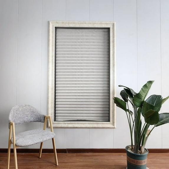No Tools Cordless Pleated Fabric Window Shade Easy Install Polyester Panel Drapes Light Filtering Blinds for Interior