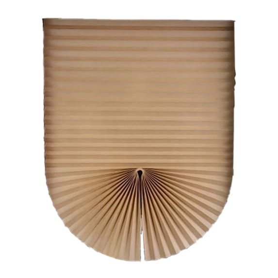No Tools Cordless Pleated Window Shade Polyester Fabric Panel Drape Easy Install Light Filtering Blind for Arch Windows