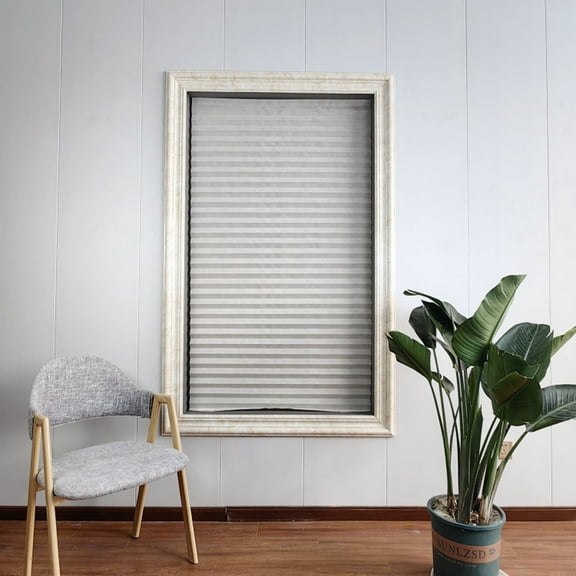 No Tools Cordless Pleated Window Shade Polyester Fabric Panel Drape Easy Install Light Filtering Blind for Arch Windows