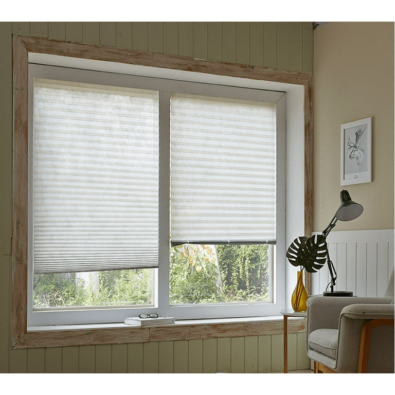 No Tools Easy Install Cordless Cellular Shades Horizontal Window Blinds,  Light Filtering Pleated Shades (4 packs)- Gray 