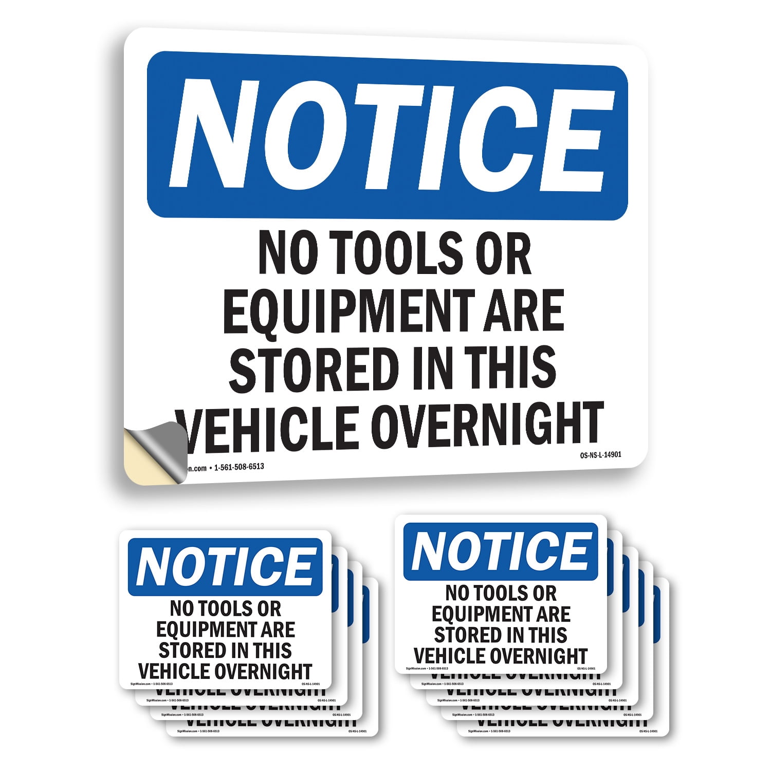 No Tools Or Equipment Are Stored In This OSHA Notice Vinyl Decal Label ...