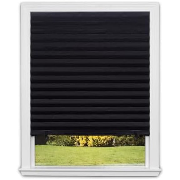 No Tools Original Blackout Pleated Paper Shade Black, 36" W x 72" L, 6 Pack