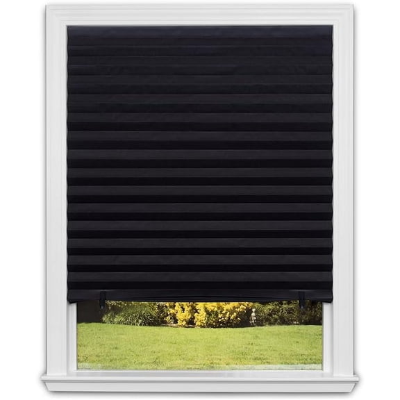 No Tools Original Blackout Pleated Paper Shade Black, 36" W x 72" L, 6 Pack